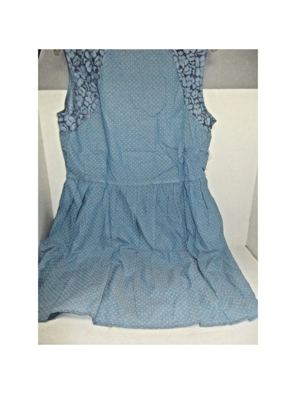 Sugar Kisses Junior's Plus Short Woven Polka Dot Dress Chambray Blue 2X New - Picture 2 of 2